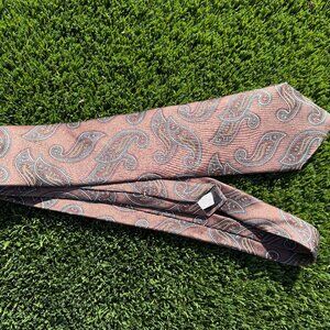 Vintage Oscar de le Renta Couture 100% Silk Tie Brown and Purple Paisley